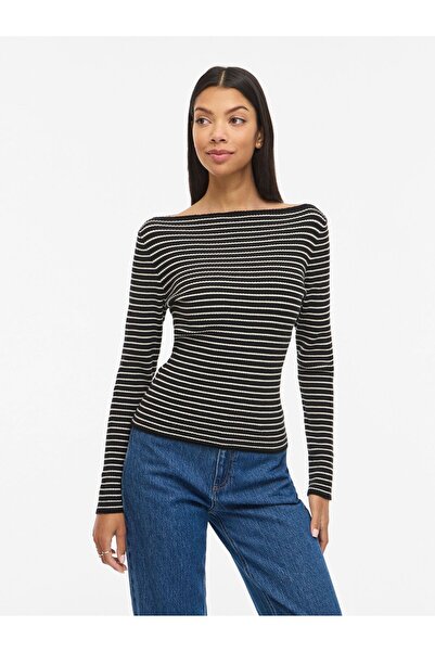 VILA Oberteil mit langen Ärmeln VISHILA U-Boot-Ausschnitt