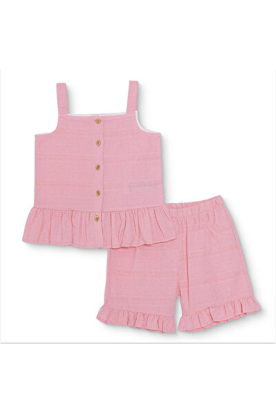 ebebek Hello Baby HelloBaby Kız Bebek Bluz-Şort Düğmeli Modelli Yaka İp Askıl...