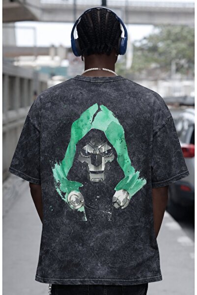 SEVBANO Tricou unisex oversize cu imprimeu pe spate Design Doctor Doom Doomsd...