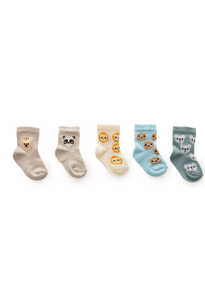 ebebek Hello Baby HelloBaby Erkek Bebek 5li Soket Çorap Puantiye Baskılı