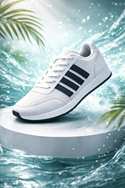 NeoStep Unisex Black and White Breathable Lace-Up Sneakers
