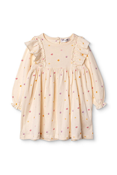 ebebek Hello Baby HelloBaby Kız Bebek Elbise Çiçek Baskılı Bisiklet Yaka Uzun...