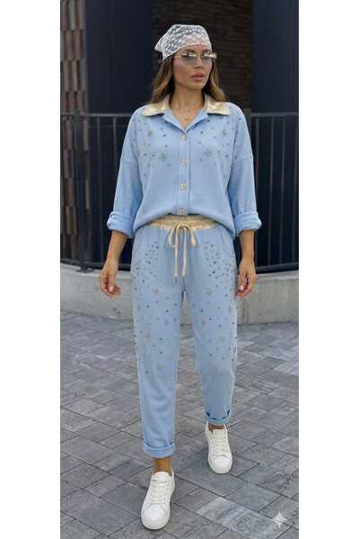 CES.İZ Taş İşlemeli Sim Detaylı Kadın İkili Takım – İtalya Üretim, Rahat Kesi...