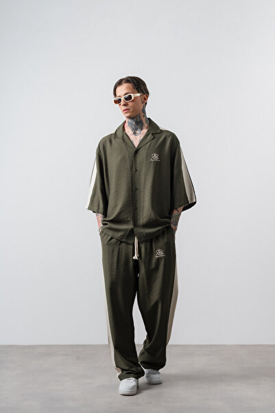 Respire Ανδρικό Σετ Πουκάμισο και Παντελόνι District Με κέντημα Fakir Kol ove...