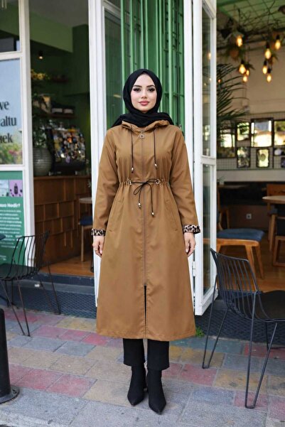 suffemoda معطف نسائي كبير الحجم بتفاصيل داخلية بنمط الفهد وبسحاب من أرابوي