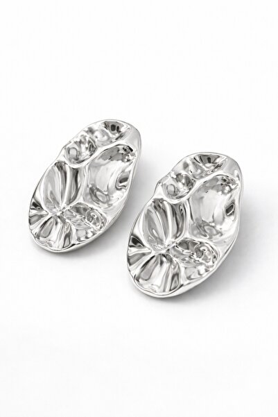 POEM JEWELLERY 925 Gümüş Kaplama Organik Form Büyük Boy Küpe Paslanmaz Çelik ...