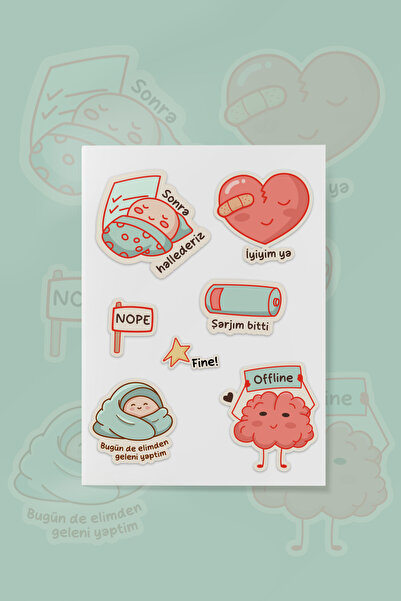 To Design Lab Yorgun Mood Sticker Seti 10 Sayfa/70 Adet Sticker