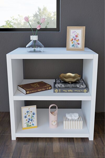 ODESSIA Komodin Kitaplık Yan Sehpa Şifonyer & Başucu Sehpası 2 Raflı Beyaz