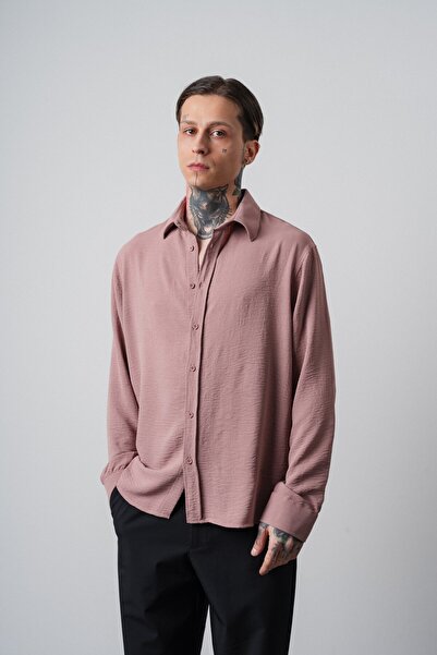 Respire Muška košulja Aerobin Oversize kroj sa dugim rukavima i detaljnim vez...