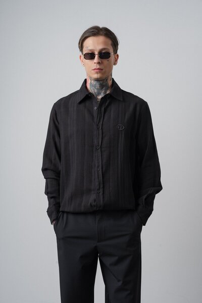 Respire Cămașă pentru bărbați, cu mânecă lungă, cu broderie, din muselină sup...