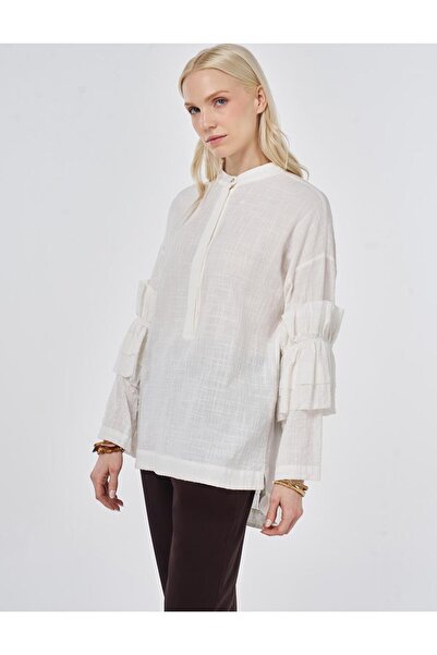 KYR Ruffled Seersucker Tunic Off-White