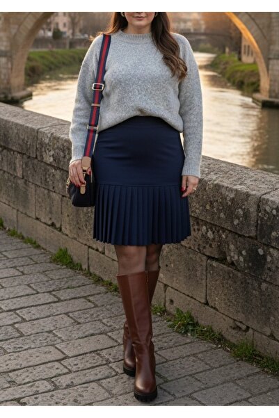 FOR ESRA BIG TREND Women's Plus Size Pleated Bottom High Waist Back Zipper Cl...