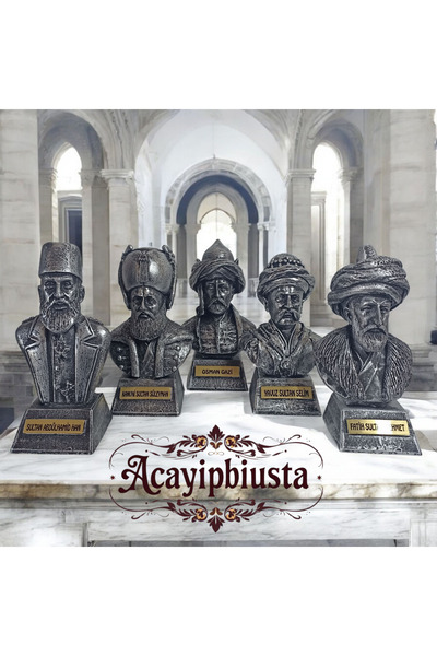 ACAYİPBİUSTA Osmanlı Padişahları Seti 5li Gümüş renk