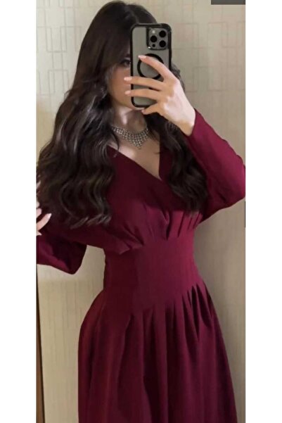 nouf Two-tone dress (burgundy-brown) for Eid