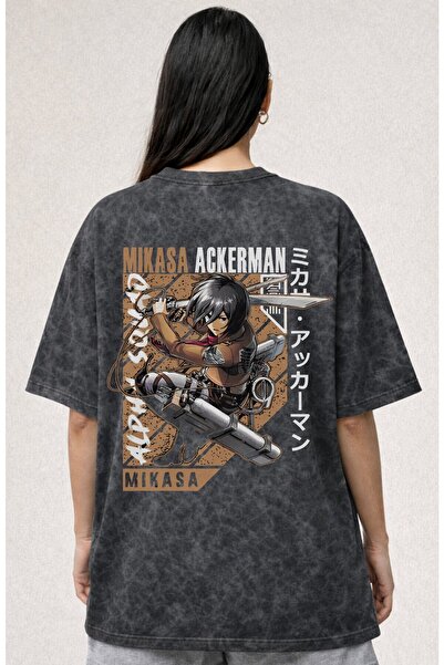 SEVBANO Tricou oversize unisex cu imprimeu Attack On Titan Mikasa Ackerman, s...