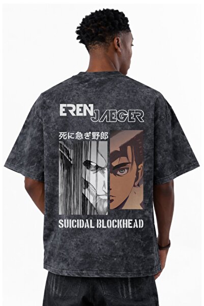 SEVBANO Tricou oversize unisex cu imprimeu anime Attack On Titan Eren Yeager,...