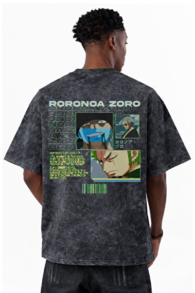 SEVBANO تي شيرت Roronoa Zoro One Piece Anime مطبوع للجنسين كبير الحجم قابل للغسل