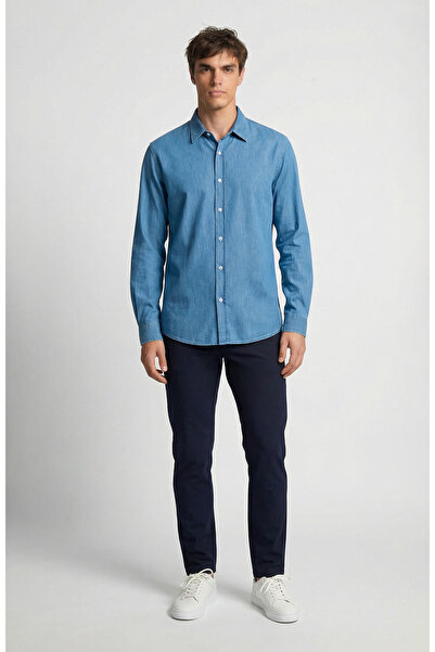 Network Slim Fit Lacivert 5 Cep Dokuma Casual Pantolon