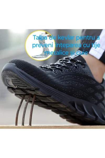EKDANT Pantofi de protecție, EKDANT, textil, vârf metalic, anti-alunecare, portocaliu/gri, 44 EU
