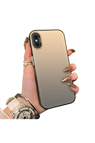 ucuc iPhone X/XS Uyumlu Sert Akrilik Arka Silikon Kenar Lens Koruma Kılıf