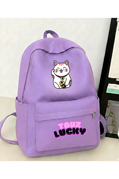 Touz Moda Lucky Cat Printed School, Classroom, Course Backpack
