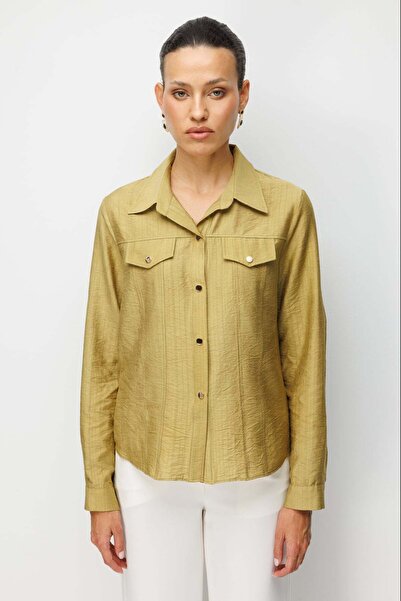 Ekol Süs Cep Detaylı Çıtçıtlı Bluz