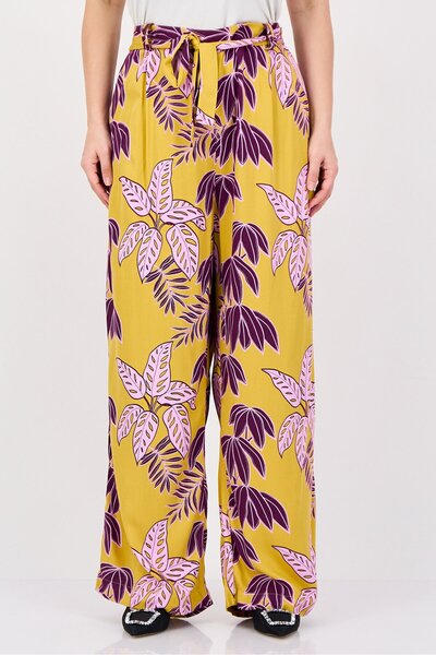 PROMOD Women Regular Fit Allover Print Palazzo Pants, Multicolor