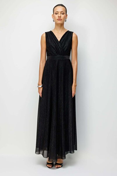 Mi Pret a Porter Mi Kruvaze Yaka Simli Uzun Elbise