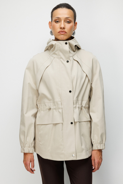 Ekol Beli Lastikli Kapüşonlu Trençkot