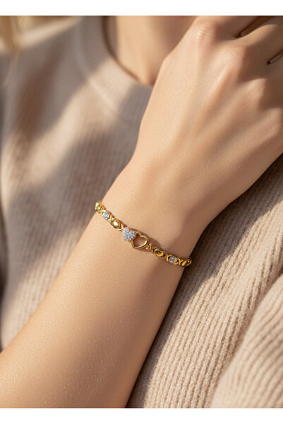 BİJU YILMAZ سوار Xuping Gold مرصّع بالأحجار Heart Shine - 26xpb23