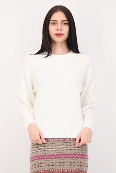 Don't Call Me Jennyfer Women Ribbed Collar Textured Sweatshirt , White
