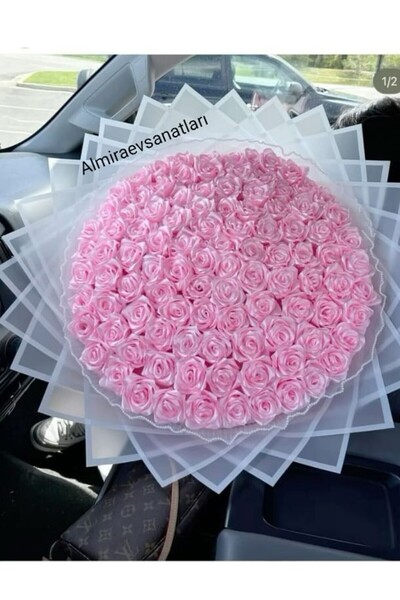 almiraevsanatları solmayan gül buketi toz pembe 100 adet