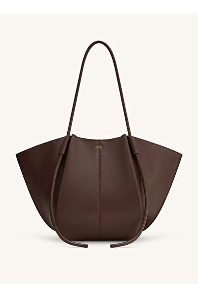 Noorksa حقيبة تعليقة كبيرة الحجم ذات ملمس منسوج ، تُحمل على الكتف - بني داكن