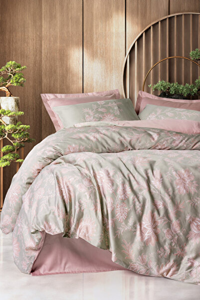 Cotton Box Σετ Παπλωματοθήκη Διπλό Σατέν Πούδρα Betula