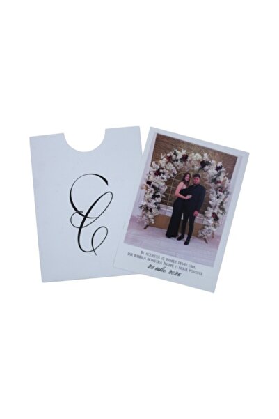 Fabricacucadouri.ro Pachet 50 Invitație nuntă minimalistă albă cu inițială și...