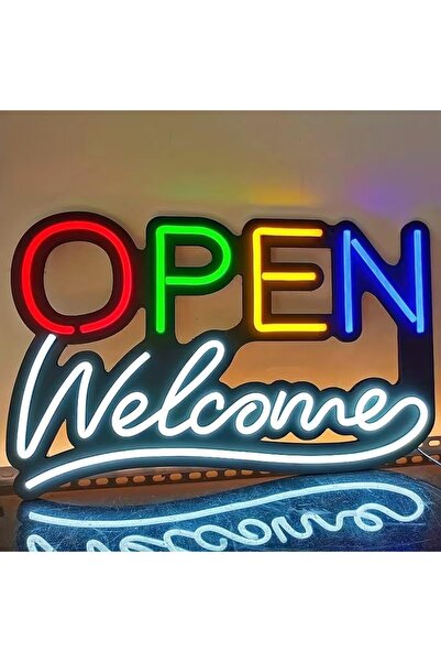 Slasa Open Welcome Neon Sign 25x45 cm LED Wall Decor with 6 mm Acrylic Base