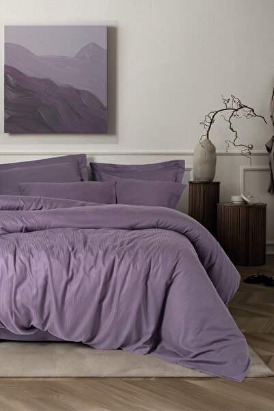 Cotton Box Τένσελ Κραφτ Διπλό Σετ παπλωματοθήκης Δαμάσκηνο