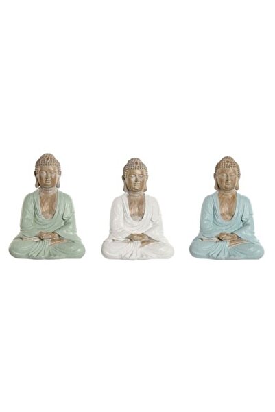 Home Esprit Set of 3 Decorative Statues, Home Esprit, Oriental Buddha, Resin,...