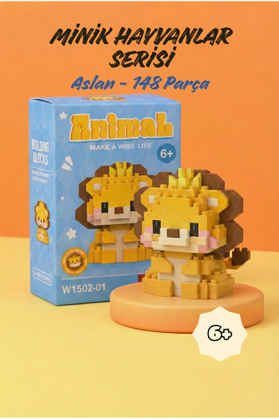 DENAPCAL Aslan Mini Blok Yapı Seti - Minik Hayvanlar Serisi - 3D Yapı Oyuncak...