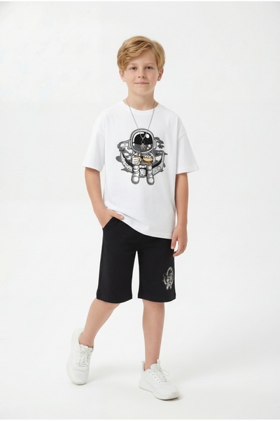 FYK KİDS Σετ μπλούζας και παντελονιού για αγόρια με στρογγυλή λαιμόκοψη, καλο...