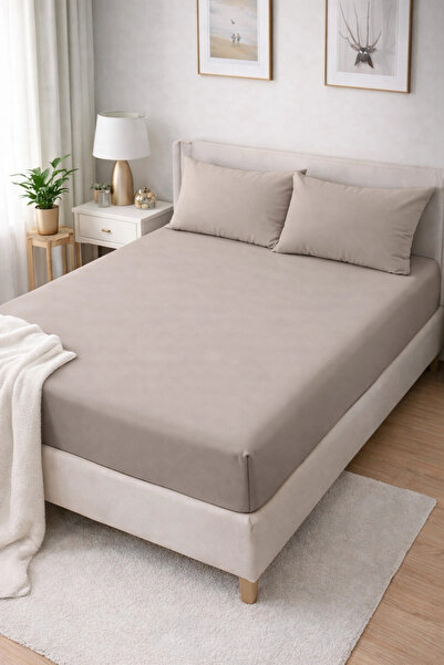 Clasy Ranforce Fitted Sheet Set Double Stone Gray Çklç-255 100% Cotton