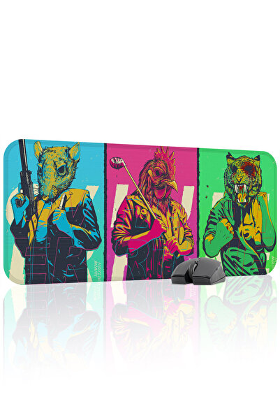 mousepad bastir لوحة ماوس الألعاب المطاطية المخيطة Hotline Miami مانع للانزلا...