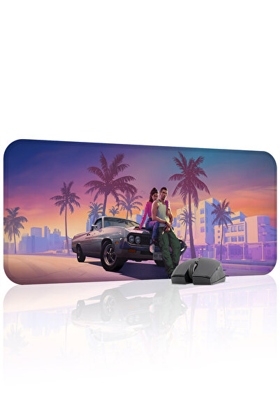mousepad bastir لوحة ماوس الألعاب المطاطية المخيطة GTA 6 مانع للانزلاق V1 - 7...