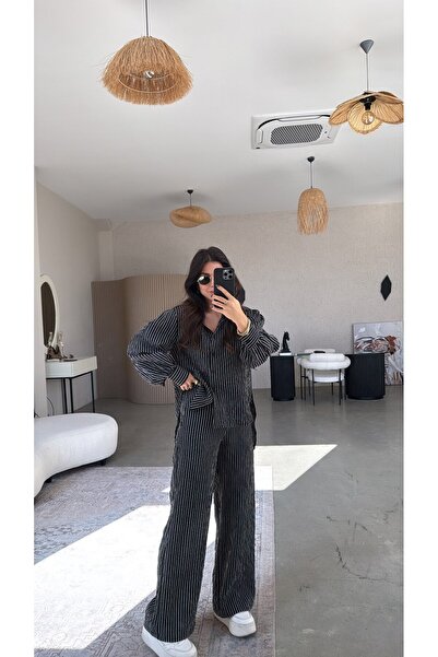 Buket Teke Set negru cu dungi Bürümcük