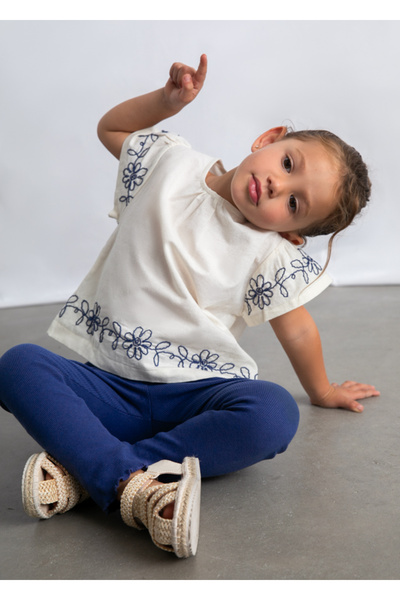 MAYORAL Girl's Embroidered T-Shirt Leggings Set Navy Blue 3725
