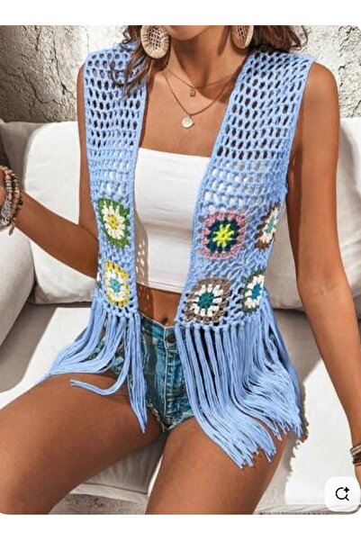 EL YAPIMI Megahan bohem yazlık çiçek motifli salaş el örgü Granny Square kadı...