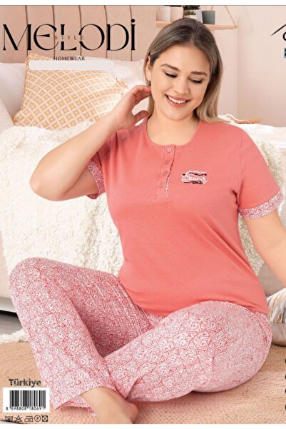 melodi 100% Σετ Βαμβάκι τεμαχίων Battal μεγάλου μεγέθους κοντομάνικο γυναικεί...