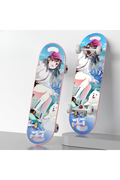 OEM Skateboard Cu Roti Luminoase LED, 72x20 cm, Deck Rezistent, Antiderapant,...