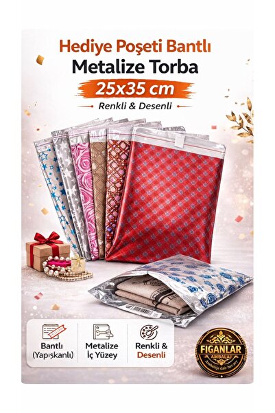 figanlar ambalaj 1000 bucăți 25x35 cm Pungă pentru cadouri metalizată cu band...