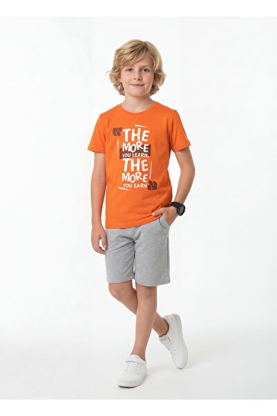 FYK KİDS Στρογγυλή λαιμόκοψη, καλοκαιρινό σετ για αγόρια με λεπτομέρεια εκτύπ...